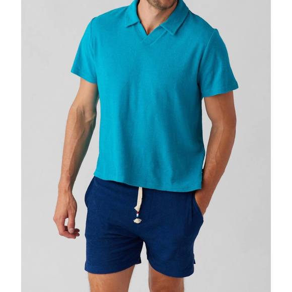 NEW SOL ANGELES loop terry short sleeve polo in baltic - Picture 1 of 4